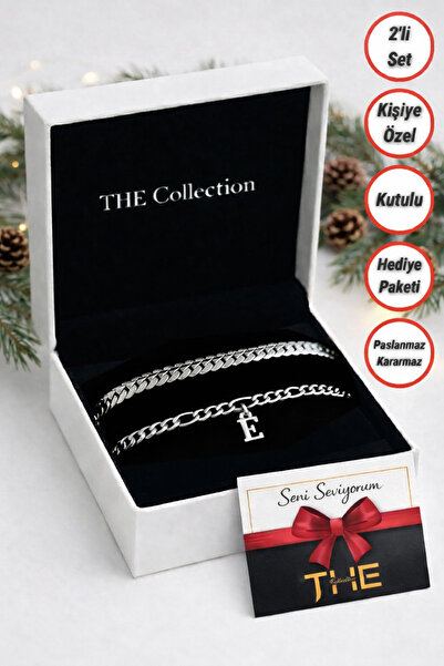 The Collection 2'li Harfli Paslanmaz | Kararmaz | Unisex | Çelik Bileklik Set...