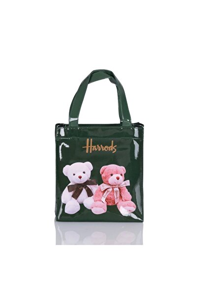 Generic Elegant Bear Bag with Harrods Logo in Green - Small