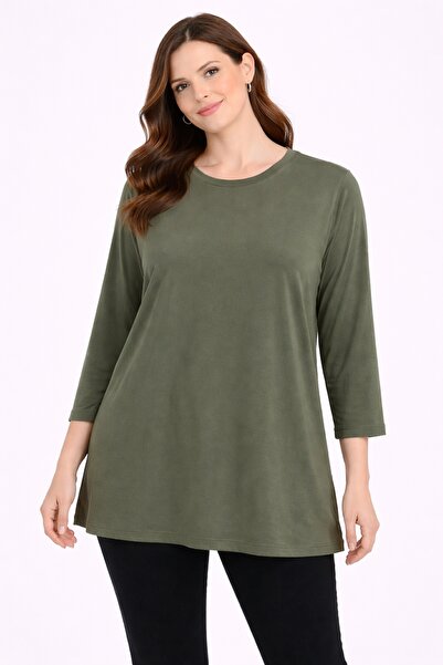 Şans Дамска блуза в каки цвят, с ръкави Truvakar и велосипедна яка, размер Pl...