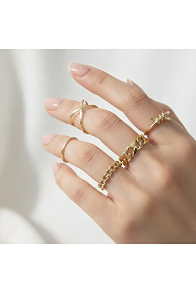 Ervalina مجموعة من 6 خواتم وخواتم مفصلية