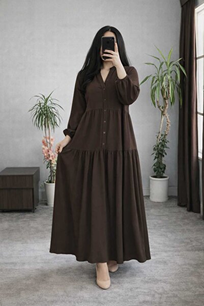 PREMİER VİE Tesettür Summer Solid Color Women's Dress