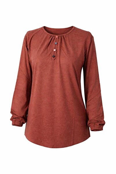 Nacar Moda Women's Stretch Fabric Winter Mother's Combed Cotton Blouse with B...