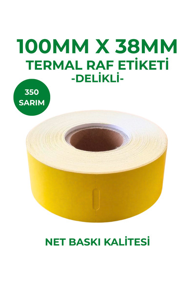 RULORULO 100 × 38 ملصق رف من الورق المقوى الحراري مع فتحة في المنتصف لون أصفر...