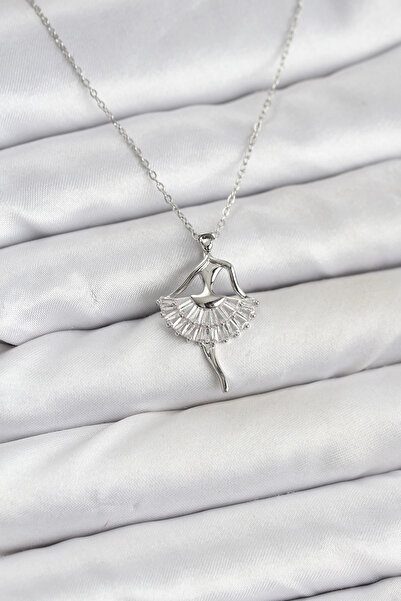 shopwave قلادة نسائية من الفولاذ 316L بلون فضي على شكل راقصة الباليه - TJ-BKO...