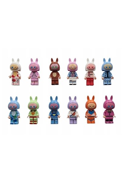 Premium مجموعة مجسمات لابوبو للبناء - 12 قطعة من سلسلة الدمى اللطيفة، شخصية ا...