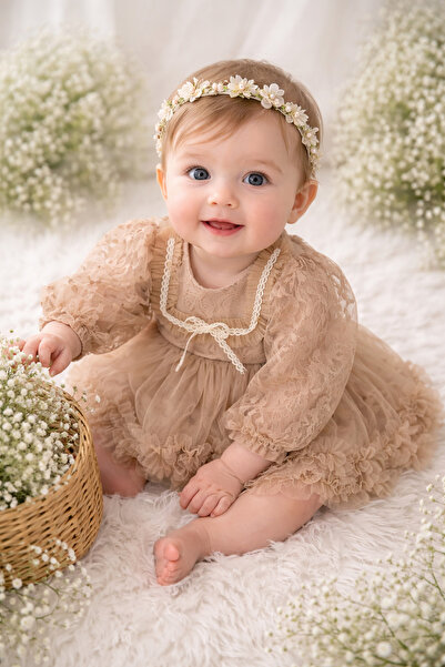 LP LittlePoffy Puantiyeli Tüllü Güpürlü Kız Çocuk elbise 2-5 yaş