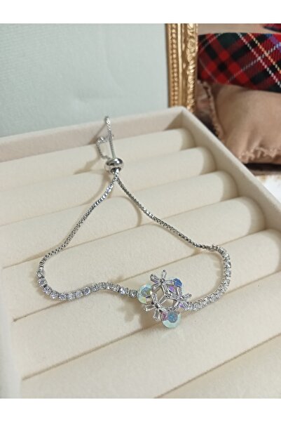 Evo Zirkon Taşlı Gümüş Renk Ayarlanabilir Asansörlü Paslanmaz Çelik Bileklik