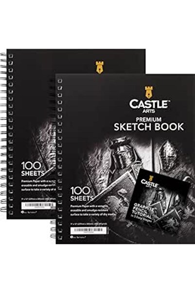 Castle Art Supplies مجموعة كراسة رسم (قطعتان) 9 × 12 بوصة، 200 صفحة