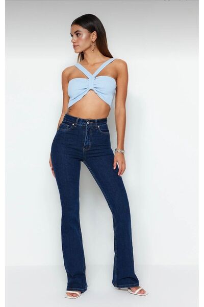 ON KLEEM Dark Blue High Waist Comfort/Flexible Spanish Paca Flare Jeans