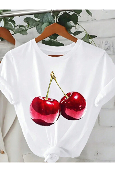 one button Tricou unisex Cherry Cherry Design Basic cu gât rotund, 100% bumbac
