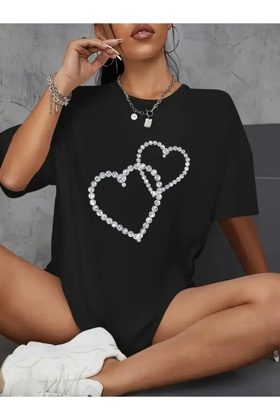 FUFLUNS ΜΠΛΟΥΖΑ ΜΕ ΠΕΤΡΙΝΟ ΣΧΕΔΙΟ ΚΑΡΔΙΑ ΜΕ ΜΕΓΑΛΟ ΜΕΓΕΘΟΣ