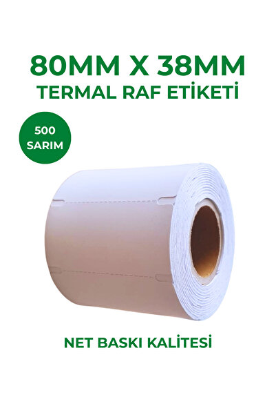 RULORULO 80x38 Termal Karton Raf Etiketi 500 Sarım 1 Adet