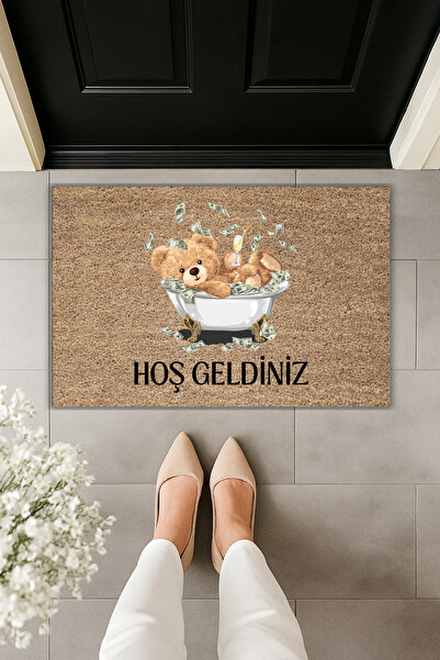 Dormot سجادة مدخل حديثة بطباعة رقمية - ترحيب بكم في حمام دب تيدي - سجادة أمام...