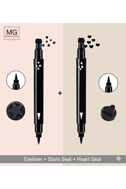 MAISON GLOWEN Çift Uçlu Eyeliner Yıldız Ve Kalp Desenli 2li Ekonomik Set