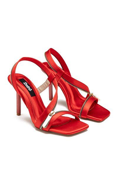 Dedos Special Design High Heeled Zipper Detailed Satin Evening Dress Shoes 5310