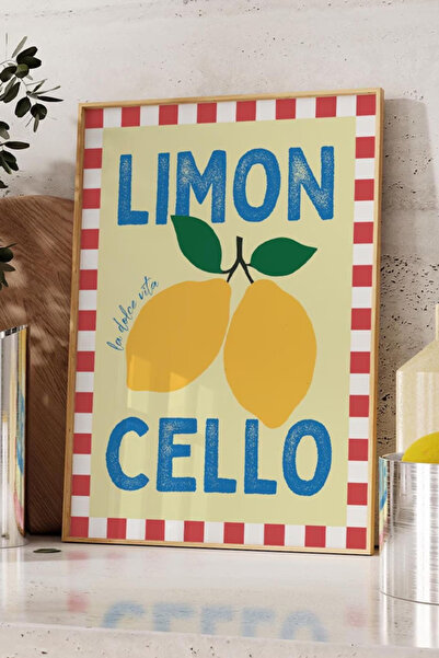 Taranist Kağıt Poster - Limoncello - Limon İllüstrasyon Mutfak Posteri