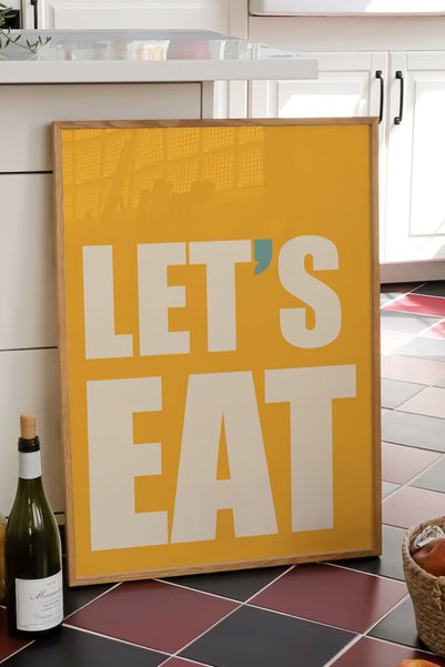Taranist Kağıt Poster - Let’s Eat - Minimalist Mutfak Dekor Posteri
