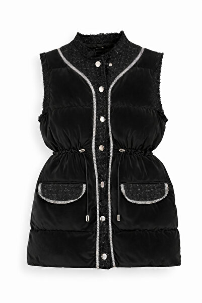 günay boutıque Tweed Fabric Detailed Drawstring Inflatable Vest