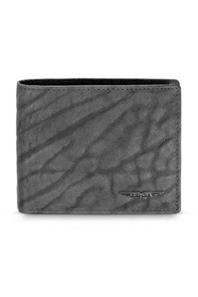 Police Shoulder Grey Leather Bi-Fold Wallet for Men