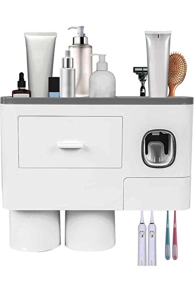 SULFAR Wall-Mounted Toothbrush Holder with Automatic Toothpaste Dispenser