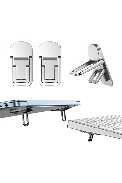 The Bros 2PCS Zinc Alloy Mini Foldable Laptop Stand, Portable Computer Keyboa...