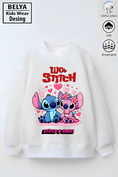 Belya Kids Wear Full Pattern Oversized Girls' Cotton 3-Thread Fabric Stıtch &...