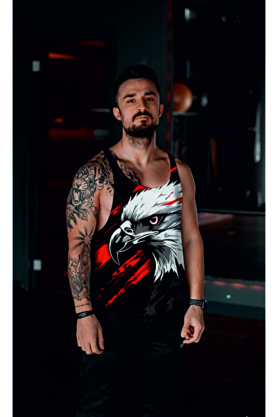 Freeyez FİTNESS BODY ANTREMAN ATLETİ TANK TOP KARTAL BASKILI