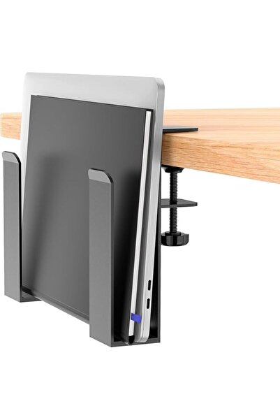 The Bros Vertical Adjustable Desk Side Laptop Mount, No Drill Desk Side Stora...