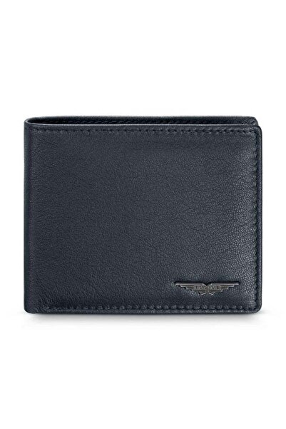 Police محفظة لويل ثنائية الطي من الجلد الأزرق الداكن للرجال