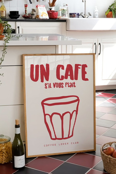 Taranist Kağıt Poster - Un Cafe S’il Vous Plait - Fransızca Kahve Posteri