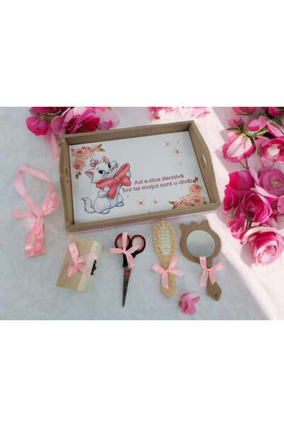 OBSIDION Set tavita taiere mot/turta cu print, 6 piese - Pink Daisy