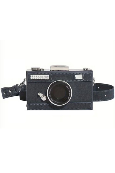 Modalula Retro Kamera Çanta - Süet Mavi