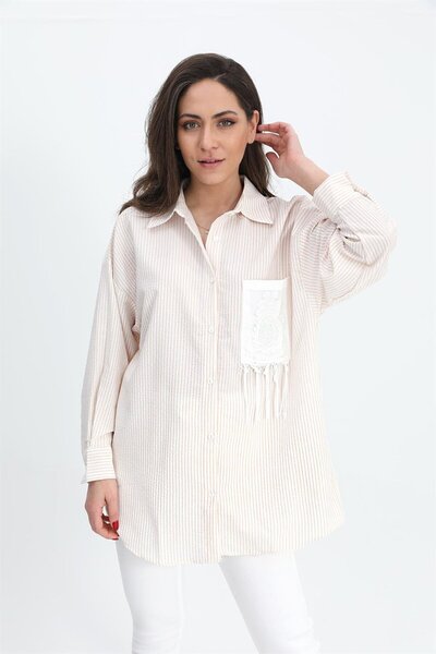 VELİZADE Model confortabil, cu detaliu ciucuri, din țesătură Gofre, cu dungi ...