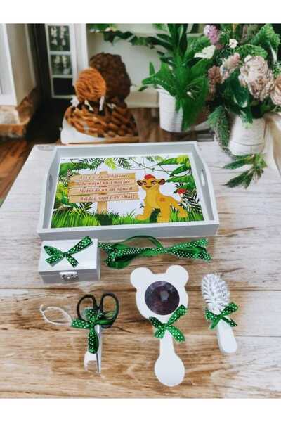 OBSIDION Tavita mot / turta colorata cu print - Green Lion