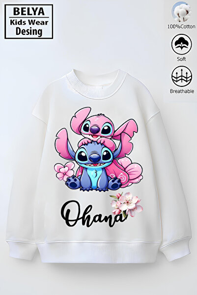 Belya Kids Wear Full Pattern Oversized Girls' Cotton Cotton 3-Thread Fabric S...