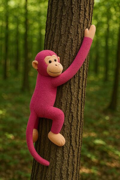 Akar Elleri Yapışan Oyun Ve Uyku Arkadaşı Peluş Maymun Oyuncak Sarılan Maymun...
