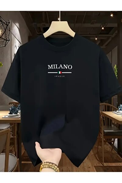 FUFLUNS Milano Italy Printed Unisex Women/Men Oversize Crop Neck T-Shirt