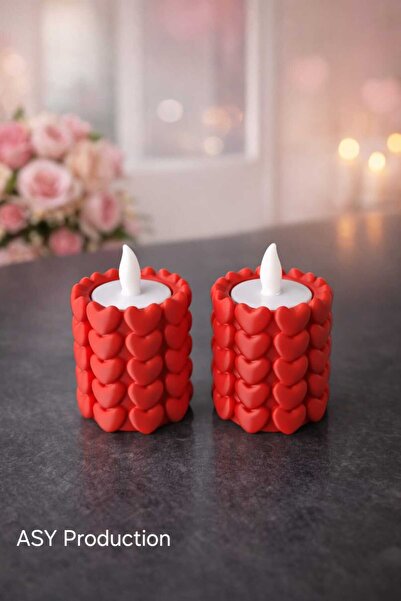 ASYDESIGN Tealight Mumluk Kalpli 2'li Set Pilli Ledli