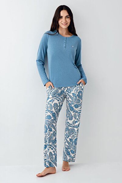 Pierre Cardin Women's turquoise pajama set, 50% modal 50% cotton