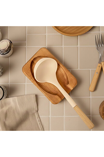 Decoplay Kirli Kaşık Altlığı, Ahşap Kepçe Altlığı, Ahşap Kirli Kaşıklık, Mufa...