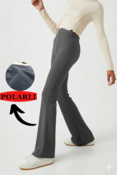 trendalisse Women's High Waist Winter Fleece Ribbed Spanish Leggings