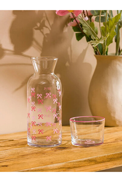 LC Waikiki LCW HOME Marin Pembe Fiyonk Baskılı Cam Sürahi 700 Ml