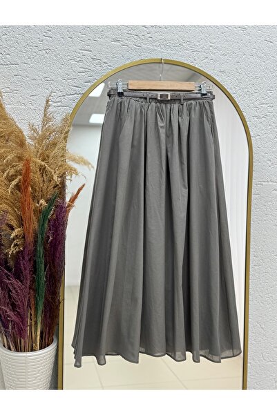 MİHRA STORE Bilge Büzgülü Kemerli Vual Etek-Ek747 Mint