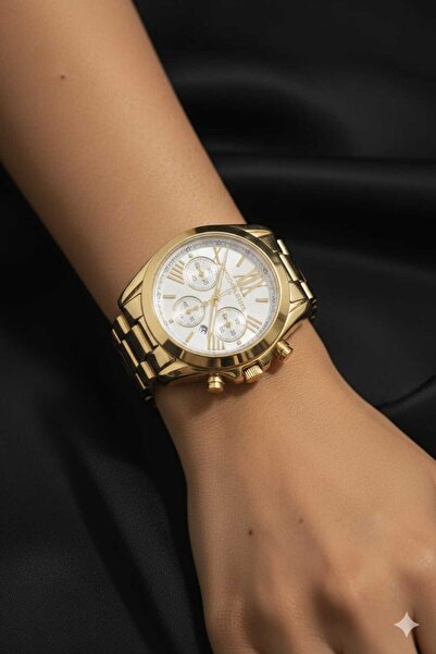 ELVİORA STORE Kadın Kol Saati ÇELİK Kordon 3 Atm Su Geçirmez Altın Renk