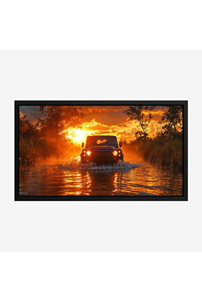 Tajridhome لوحة سيارات - سيارة في الماء - غروب الشمس بألوان دافئة - درامي - ل...