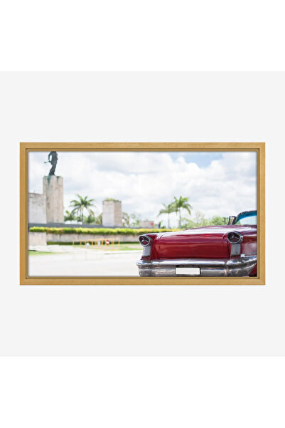 Tajridhome لوحة سيارات - سيارة حمراء - سماء زرقاء - مشمس - لوحات فن عصري - لو...