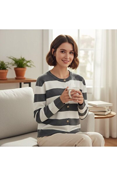 DLC Tekstil Women's Striped Cardigan