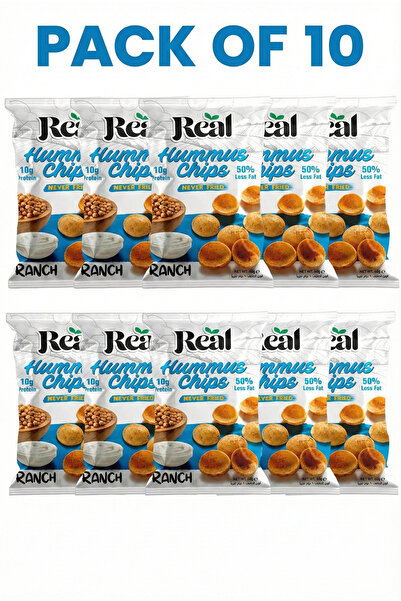 REAL رقائق بنكهة الحمص والرانش - 10 غرام بروتين، غير مقلية، وجبة خفيفة مقرمشة...