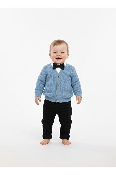 Butik ERKEK BEBEK %100 PAMUKLU PAPYON AKSESUARLI TRİKO CEKETLİ 4'LÜ TAKIM