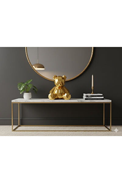 Modern Geometrik Gold Ayı Biblo - Dekoratif Masa Üstü Objesi (12 cm)